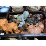 A collection of china and porcelain Dachshund figures