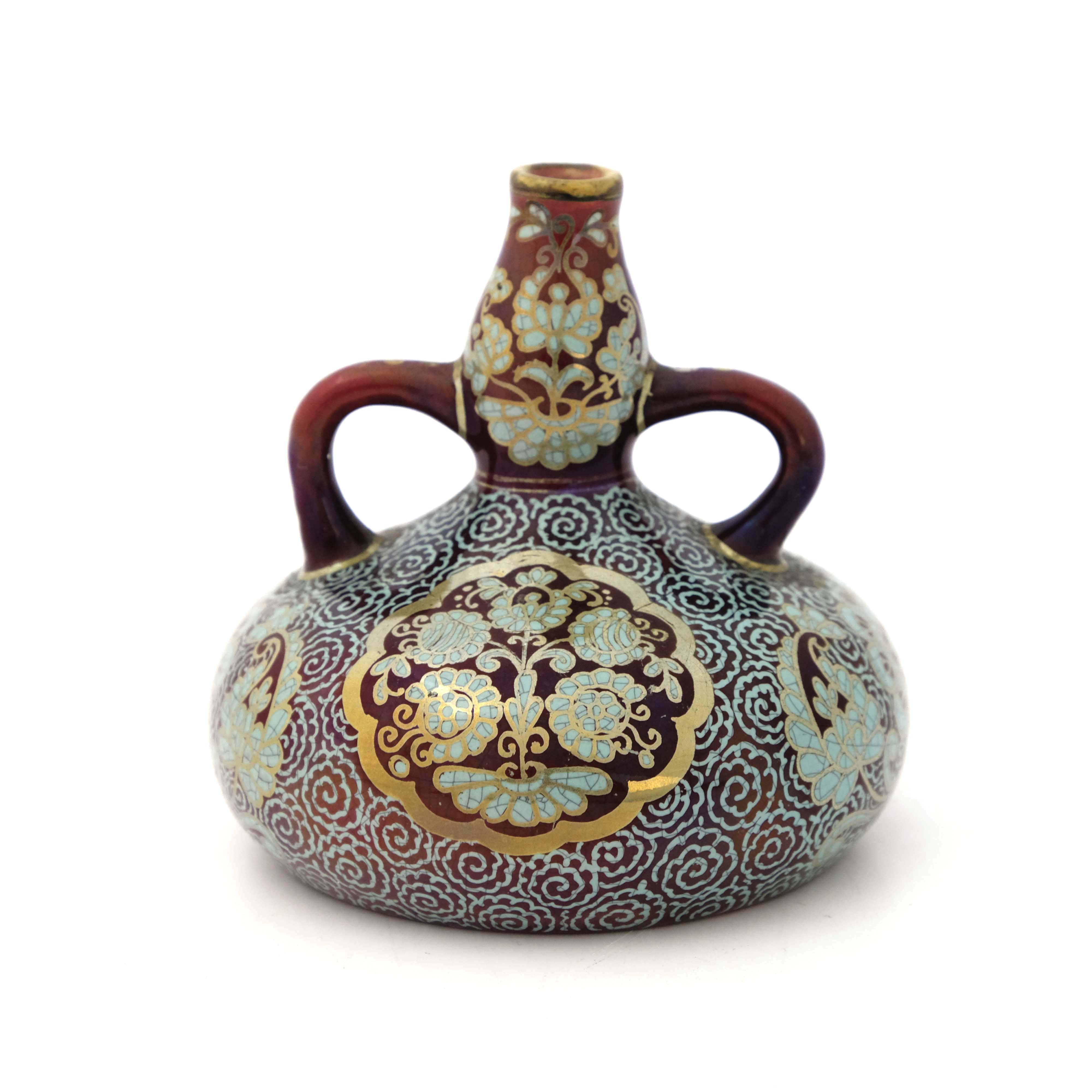 Zsolnay, Pecs, a miniature lustre vase - Image 3 of 5