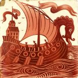 William De Morgan, a lustre galleon tile