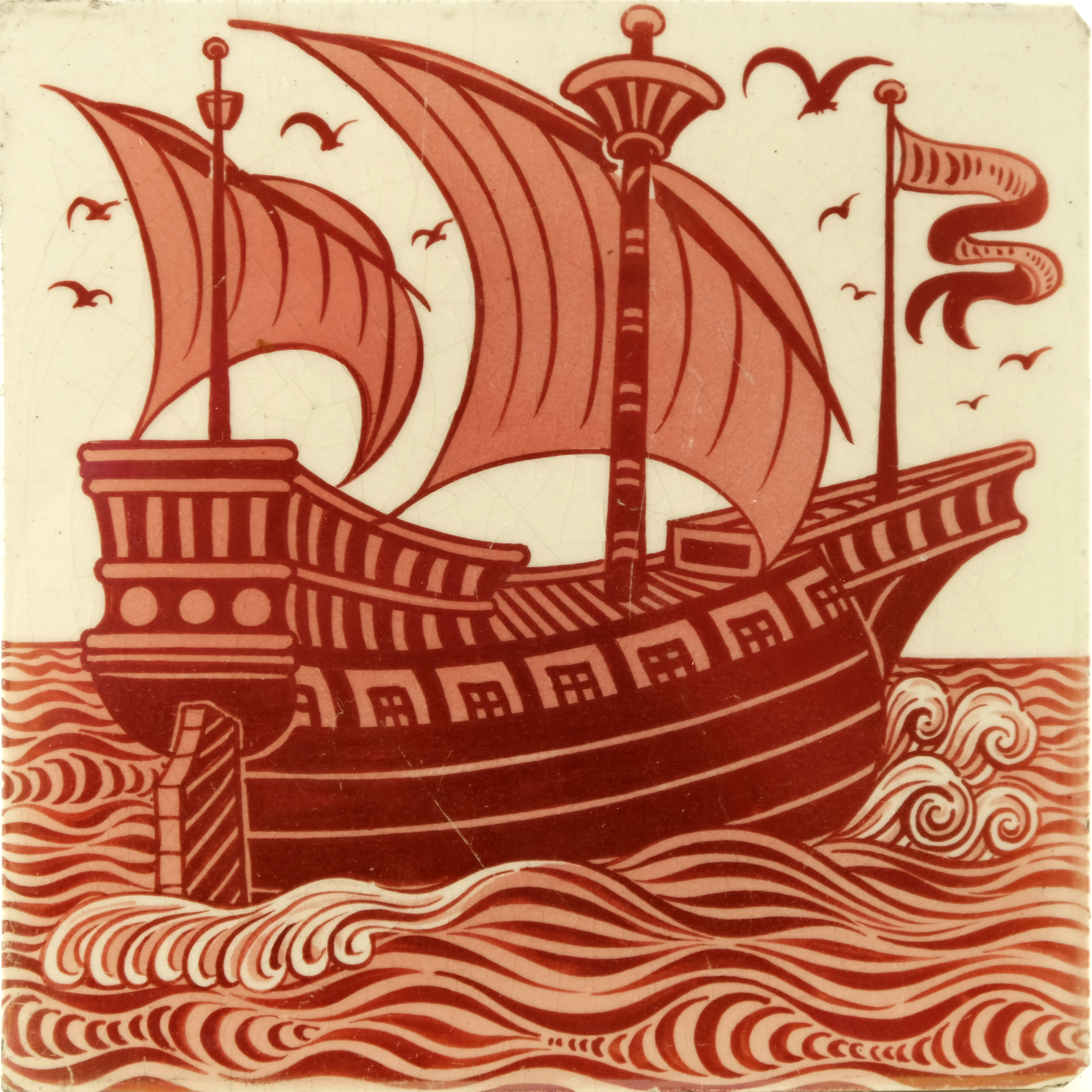 William De Morgan, a lustre galleon tile