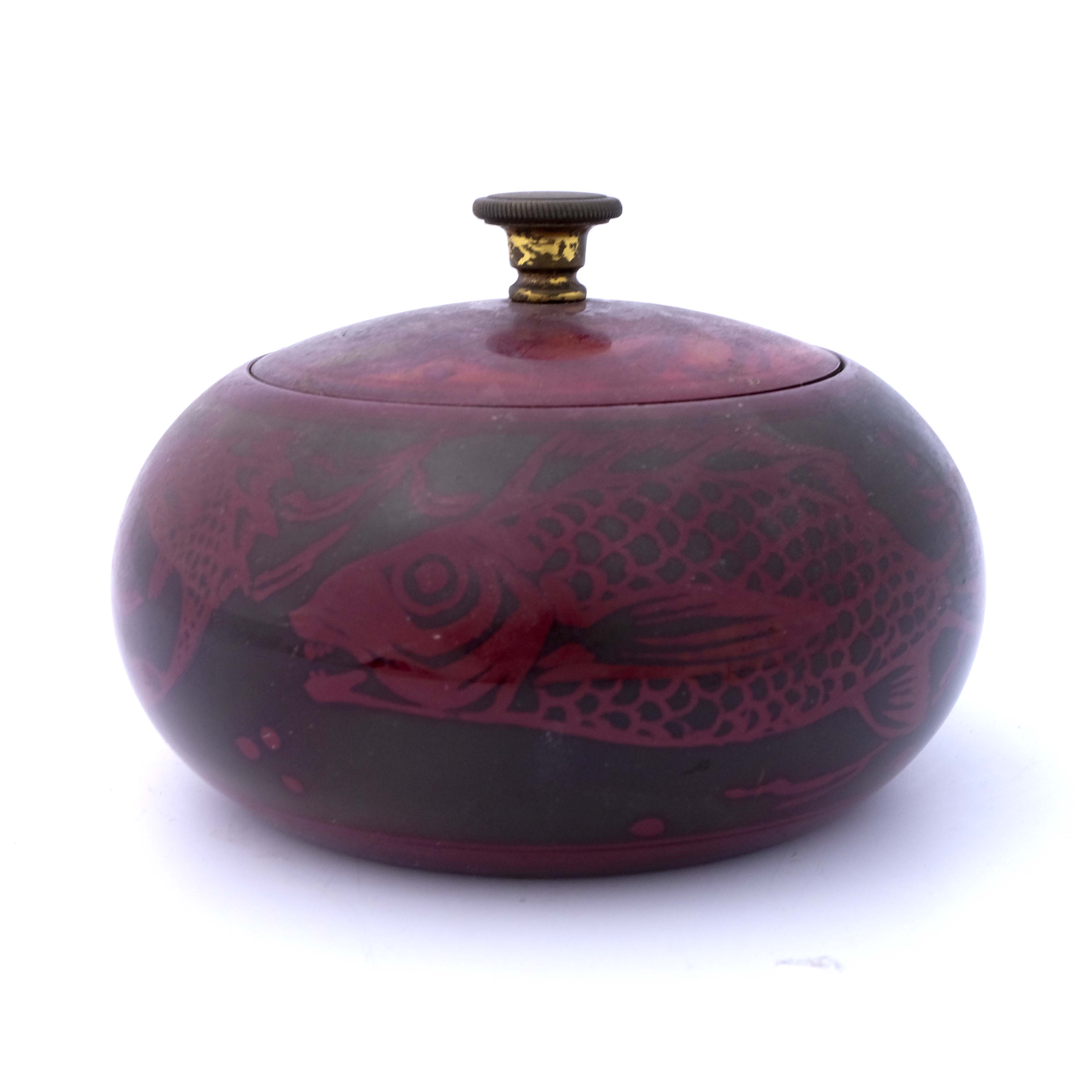 Bernard Moore, a flambe aquatic tobacco jar - Image 3 of 5