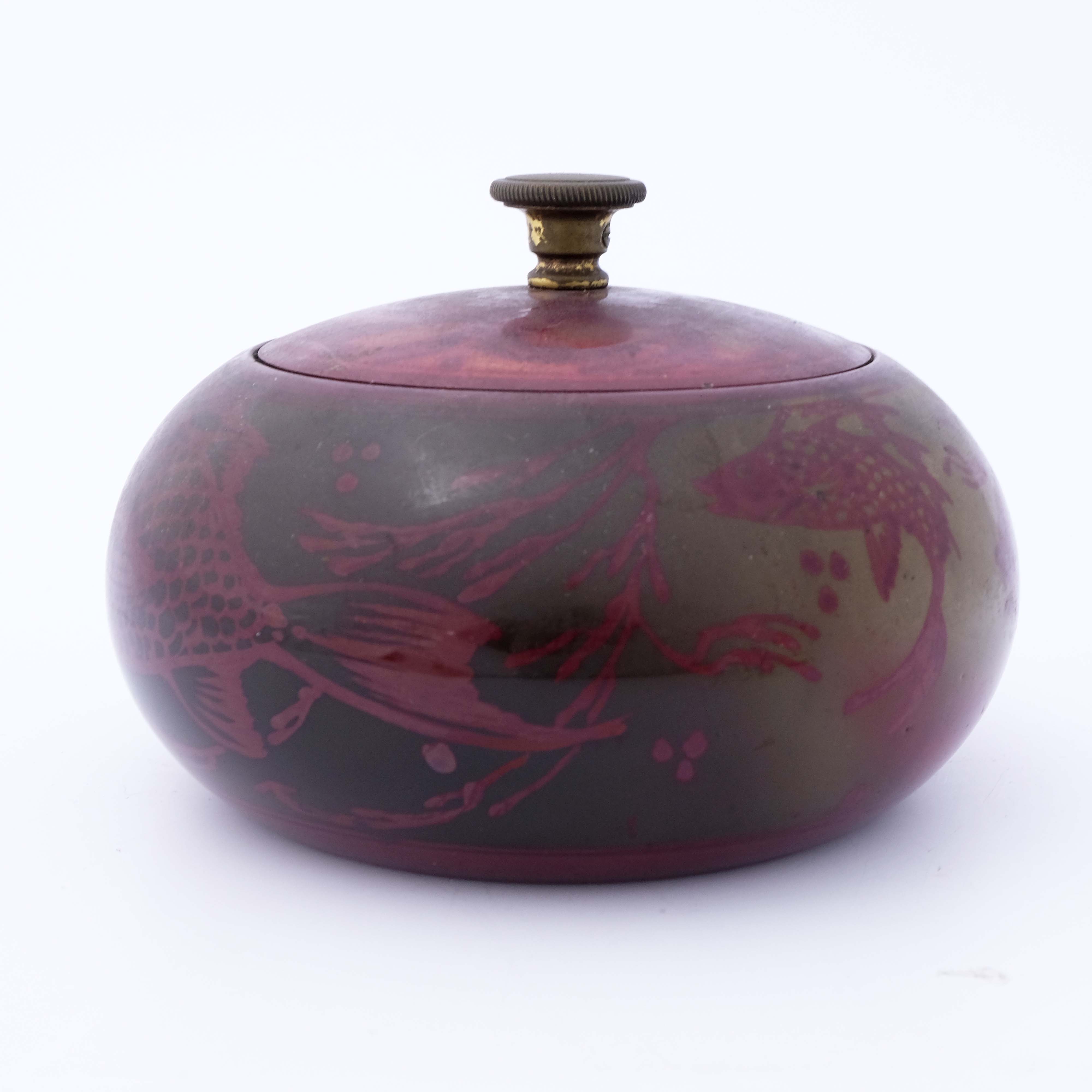 Bernard Moore, a flambe aquatic tobacco jar - Image 2 of 5