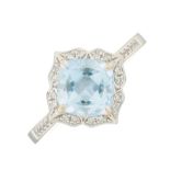 A 14ct gold aquamarine and diamond dress ring