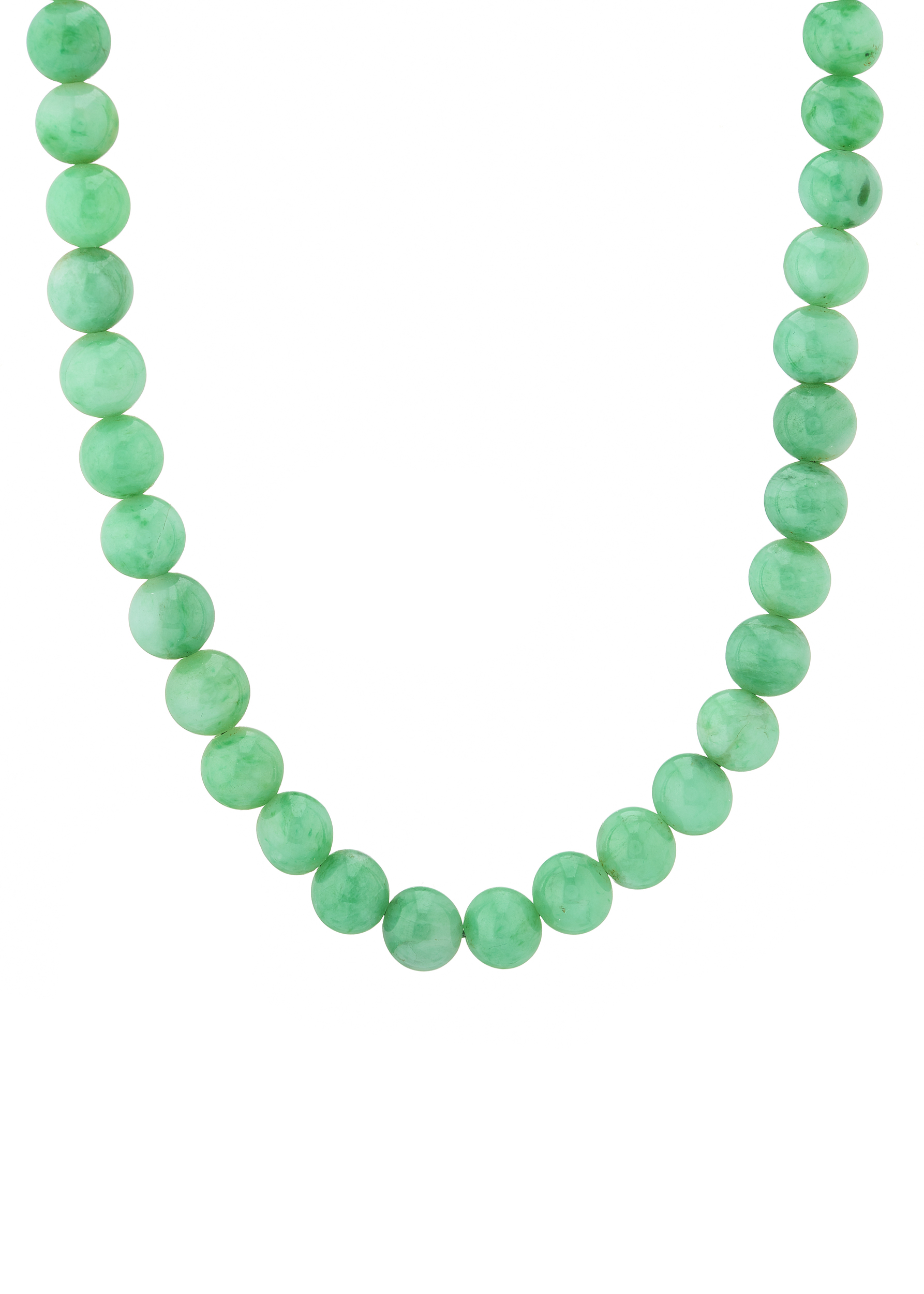 A natural jadeite jade bead necklace, with GIA report