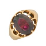 An early 20th century 18ct gold garnet single-stone ring