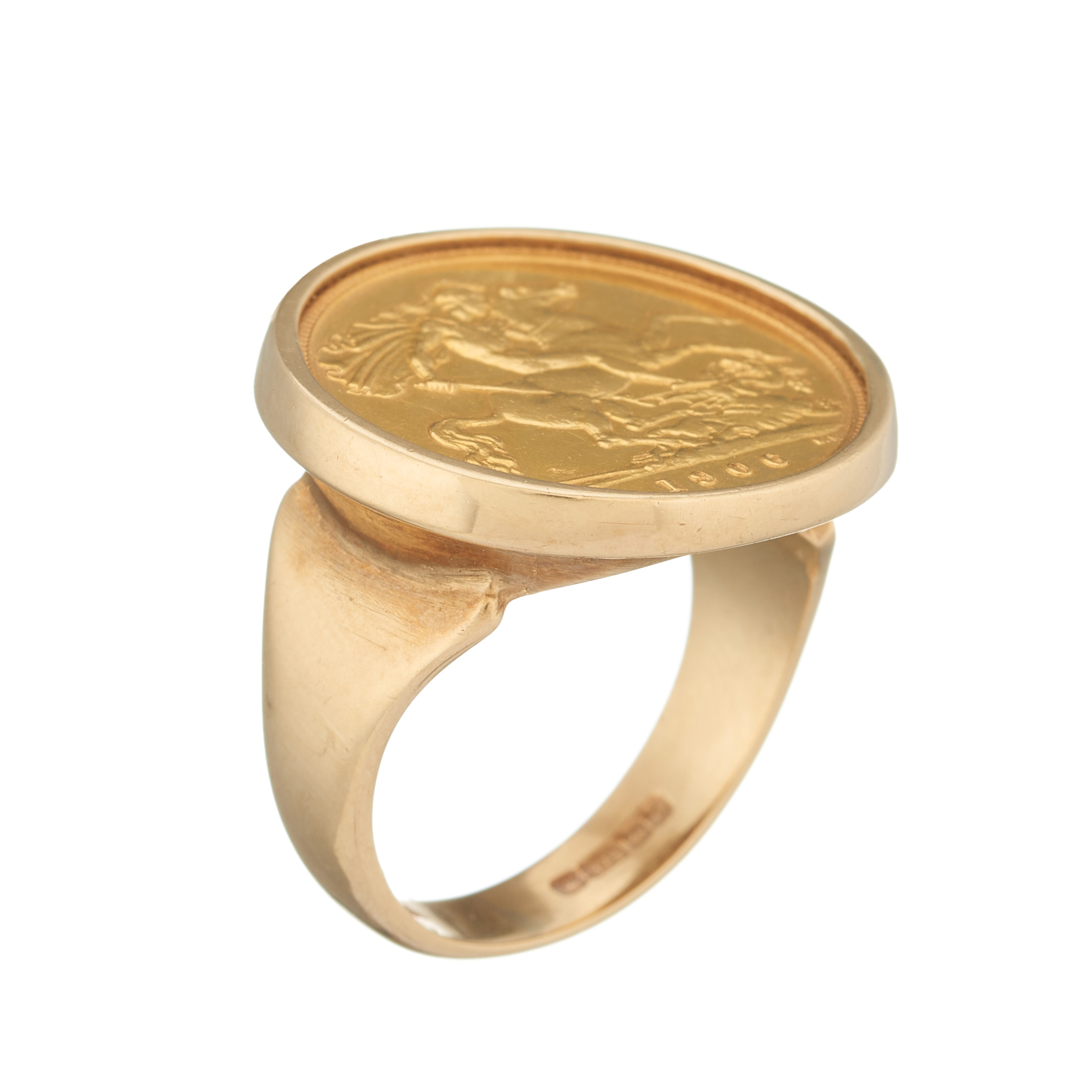 A 9ct gold half sovereign coin ring - Image 2 of 2