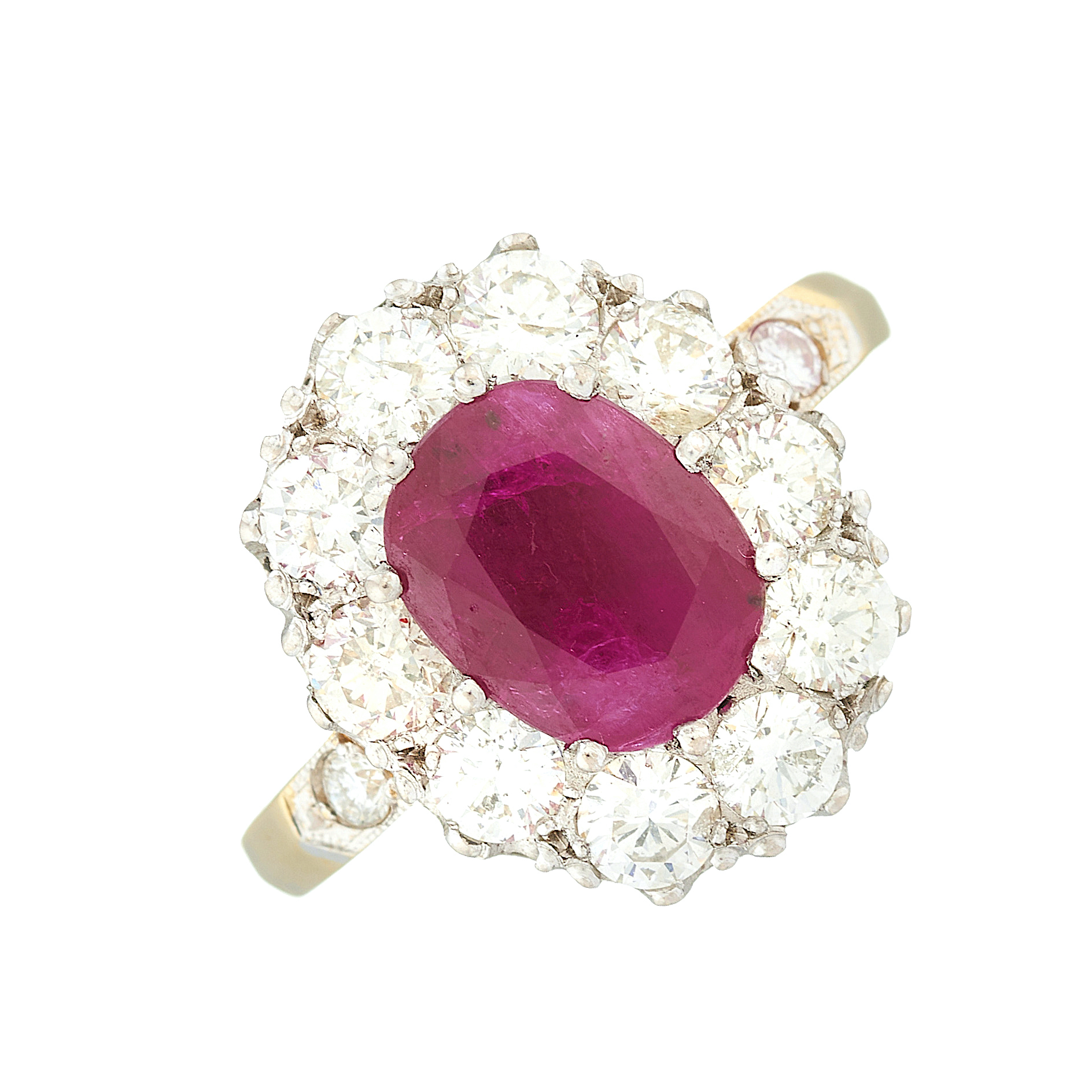 An 18ct gold ruby and diamond cluster ring