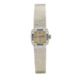 A mid 20th century 18ct gold sapphire and diamond cocktail bracelet watch