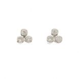 A pair of 18ct gold diamond trefoil cluster earrings