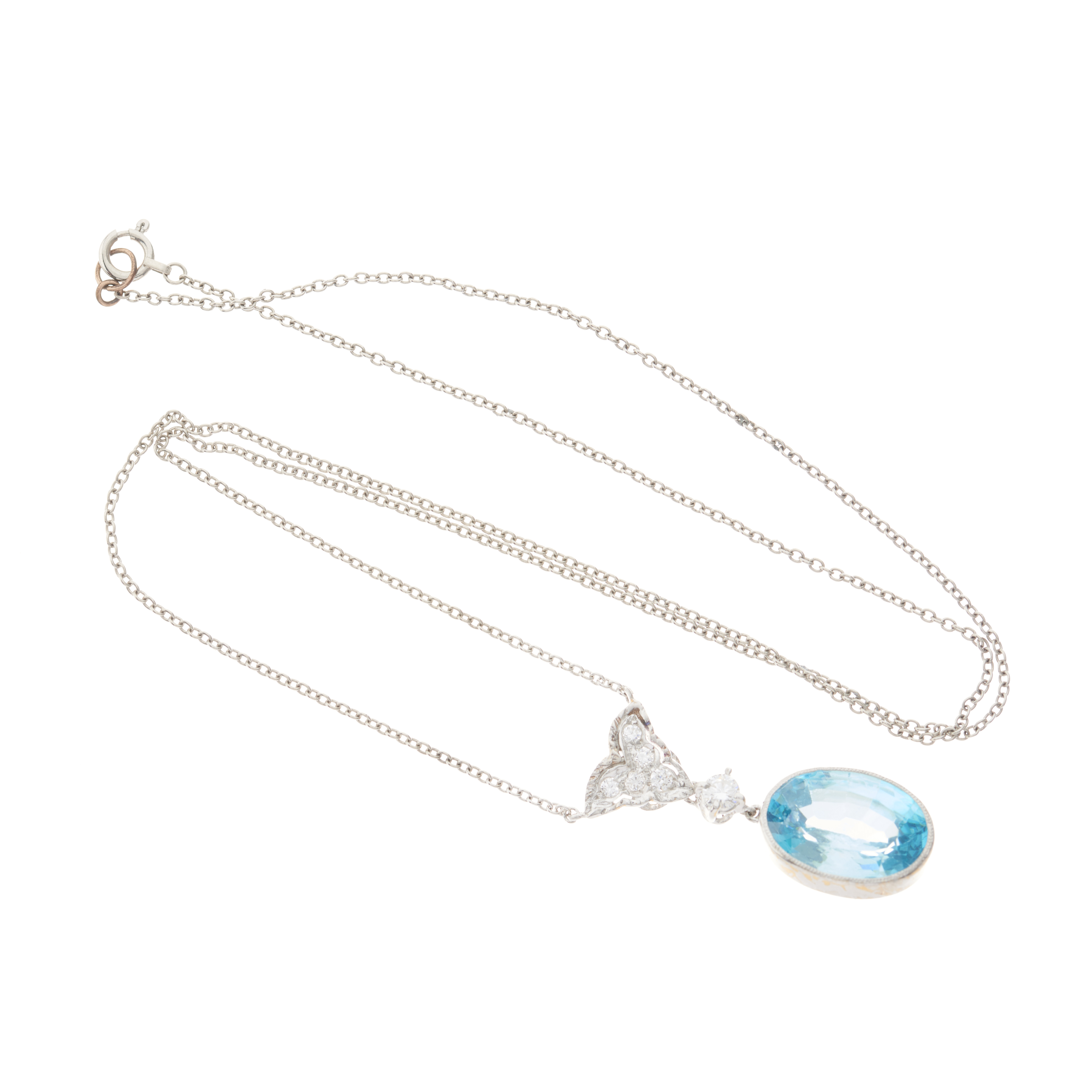 A platinum blue zircon and diamond necklace - Image 3 of 3