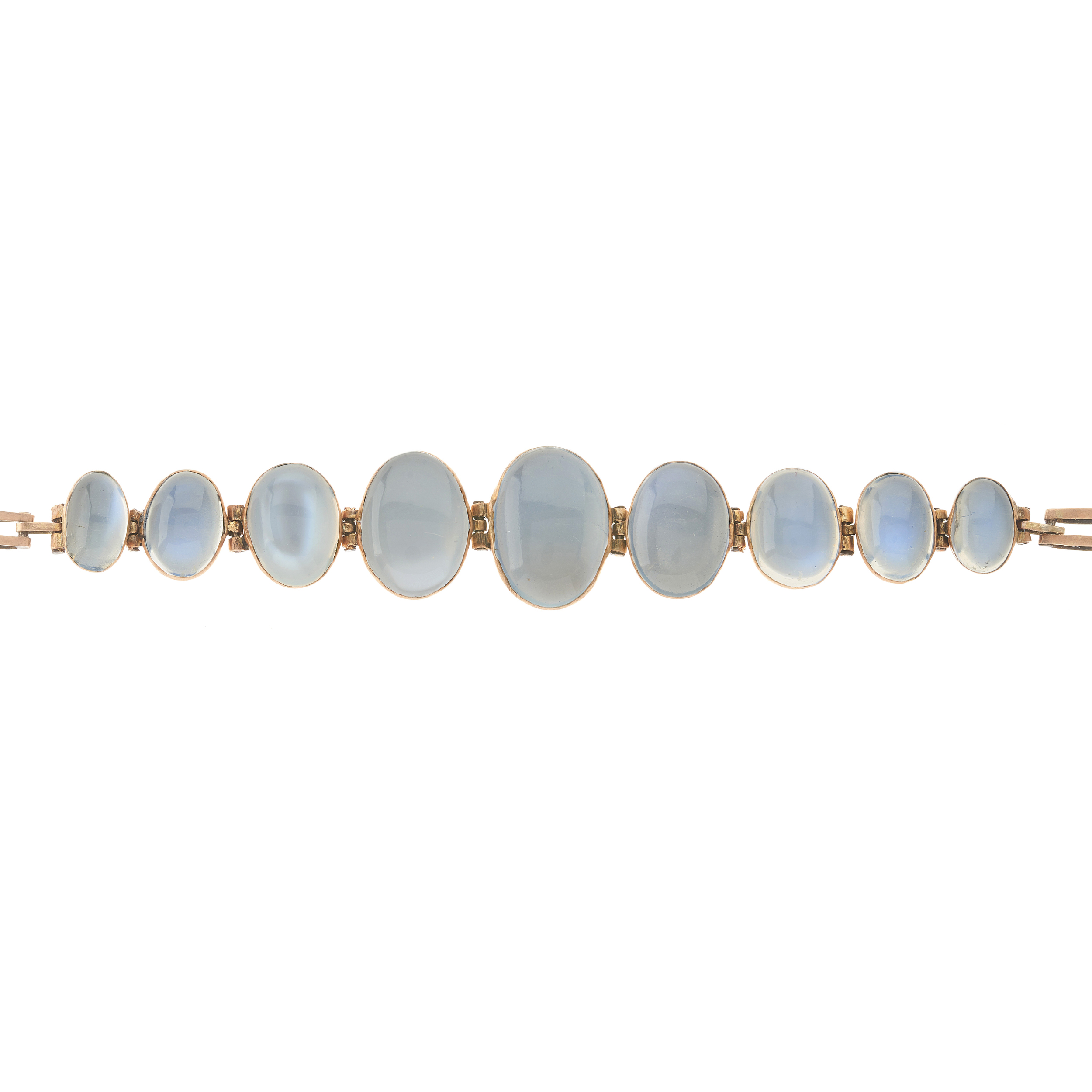 An early 20th century gold, moonstone cabochon bracelet