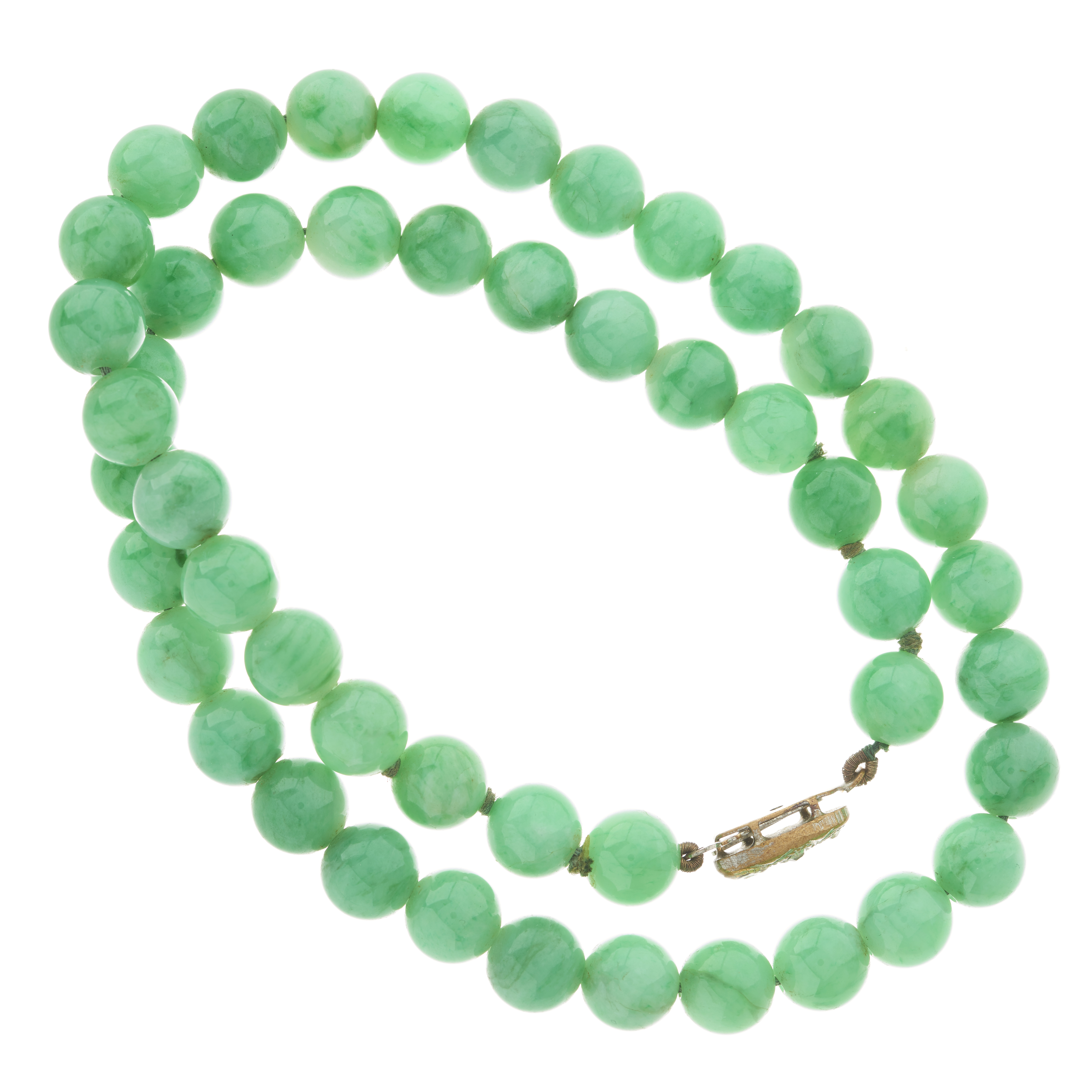 A natural jadeite jade bead necklace, with GIA report - Image 2 of 3