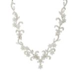 An 18ct gold diamond floral and foliate necklace