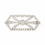 A mid 20th century vari-cut diamond openwork brooch