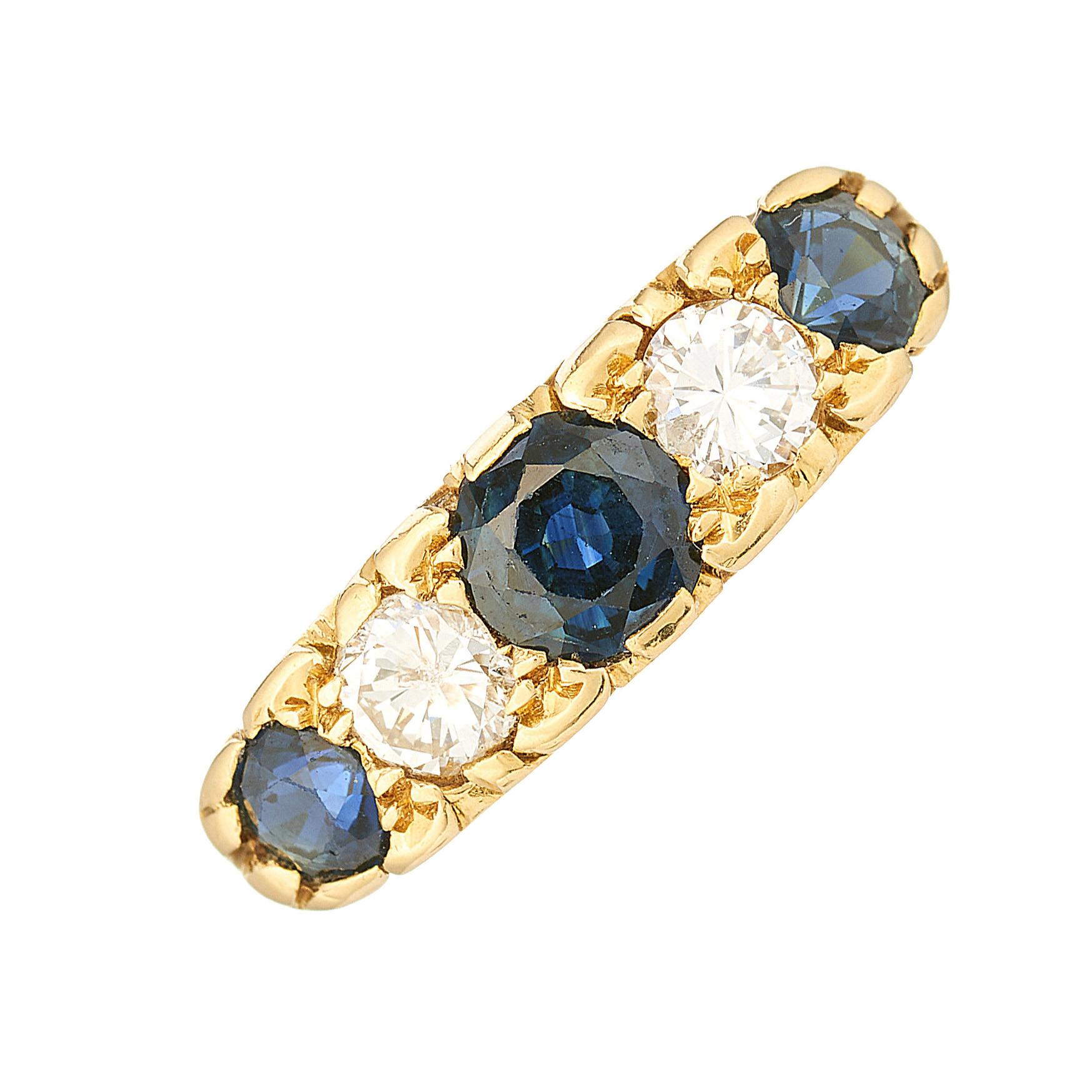 An 18ct gold sapphire and diamond five-stone ring