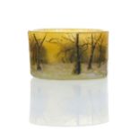 Daum, a miniature pate de verre enamelled glass vase