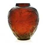 Rene Lalique, an Archers red amber glass vase