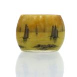 Daum, a miniature pate de verre enamelled glass vase