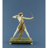 Ferdinand Preiss, Diana, an Art Deco cold painted bronze and carved chryselephantine figure
