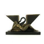 Marcel Bouraine, Leda and the Swan, an Art Deco bronze figure group