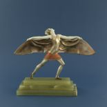 Ferdinand Preiss, Bat Dancer, an Art Deco cold painted bronze and carved chryselephantine figure