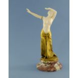 Charles Muller, Dancer, a gilt bronze and carved chryselephantine figure