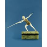 Ferdinand Preiss, Javelin Thrower, an Art Deco cold painted bronze and caved chryselephantine figure