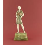 Ferdinand Preiss, Gamine, an Art Deco cold painted bronze and carved chryselephantine figure