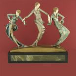 Paul Philippe, Round Dance, an Art Deco cold painted bronze and carved chryselephantine figure group