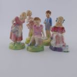 Five Royal Doulton figurines, to include She Loves Me, HN.2045, He Loves Me, HN.2046, Mary Mary,