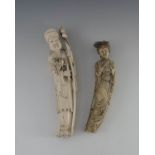 Two Chinese ivory tusk carvings, late 19th/early 2