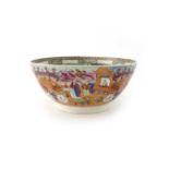 An early 19th Century Staffordshire pearlware punch bowl, circa 1810, printed with the Boy in the