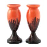 Kralik (attributed), a pair of Art Deco glass vase