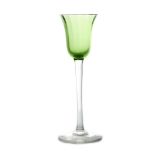 Koloman Moser for Bakalowits and Sons, a Secessionist green and colourless glass liqueur glass