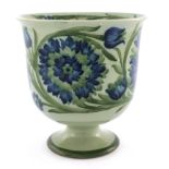 William Moorcroft, a celadon Spanish pedestal jardiniere, circa 1912, underglaze green signature,