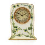 William Moorcroft, for James Macintyre, a lilac pattern clock, square form, decorated with sprays of