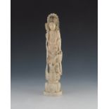 A Chinese ivory tusk carving, early 20th Century,