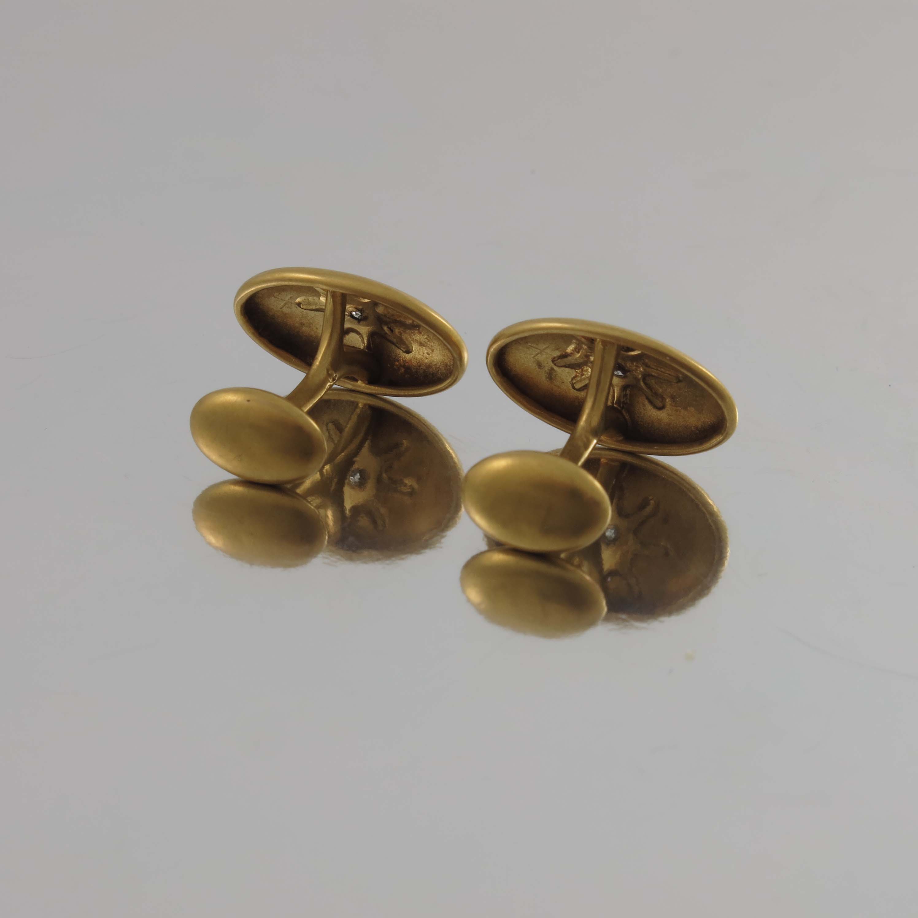 A pair of 18 carat gold and diamond cufflinks - Image 2 of 2