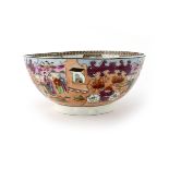 An early 19th Century Staffordshire pearlware punch bowl, circa 1810, printed with the Boy in the