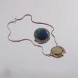 A Scottish enamel brooch and a Modernist silver hardstone necklace