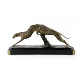 Charles Charles (French, 19th/20th Century), an Art Deco bronze study of two leaping greyhounds,