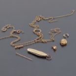 A selection of gold jewellery and components, to i