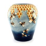 William John Moorcroft, a large Bee and Honeycomb vase, circa 1980, shouldered ovoid form, light