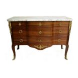 A late Louis XV ormolu-mounted mahogany breakfront commode a la Greque by Jean Francois-Oeben (