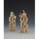 Two Japanese ivory okimonos, Meiji period, 1868-19