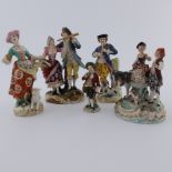 A series of five assorted late 19th Century hard paste figures, to include a Samson figure group