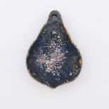 A Compton Pottery pendant, of trefoil form depicting Say No Evil, See No Evil and Hear No Evil,