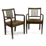 Gordon Russell of Broadway, a set of six mahogany armchairs, 1920s, scroll top rails, bar splats,