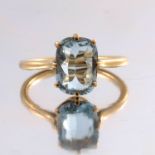 An early 20th century French 18ct aquamarine singl