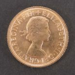 Elizabeth II, gold sovereign coin dated 1959